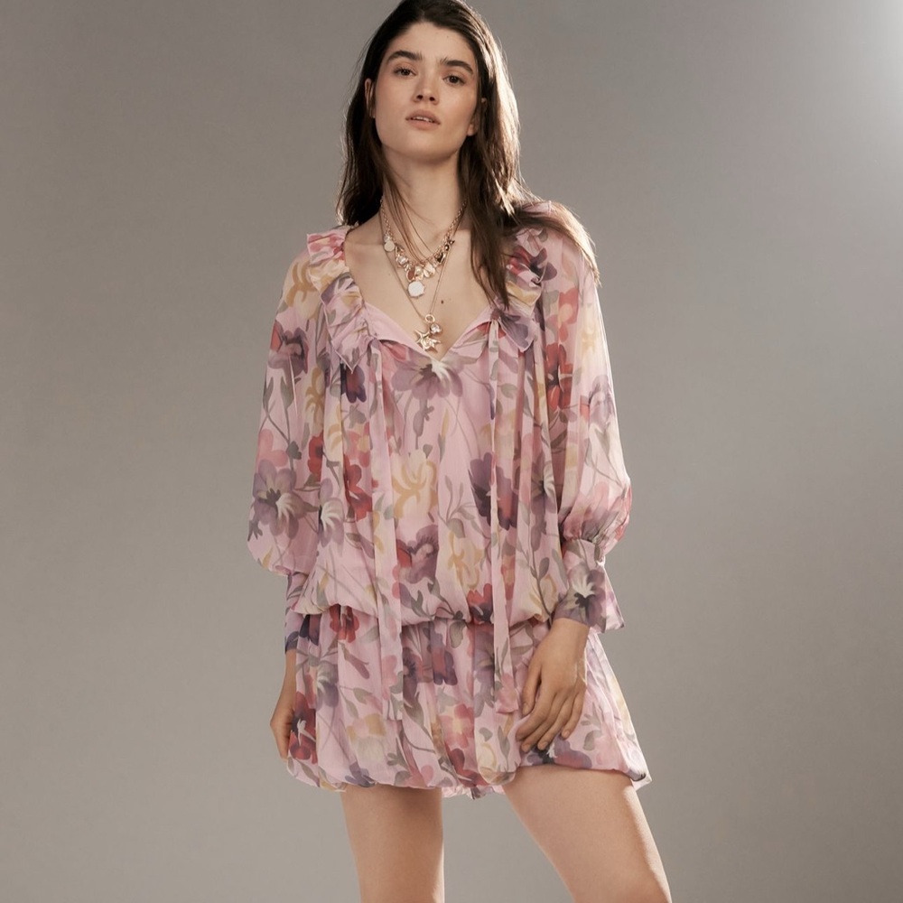 NWT Anthropologie Mare Mare Floral Chiffon Dress size L